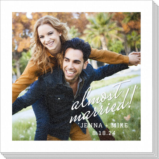 Almost Married Script Photo Napkins